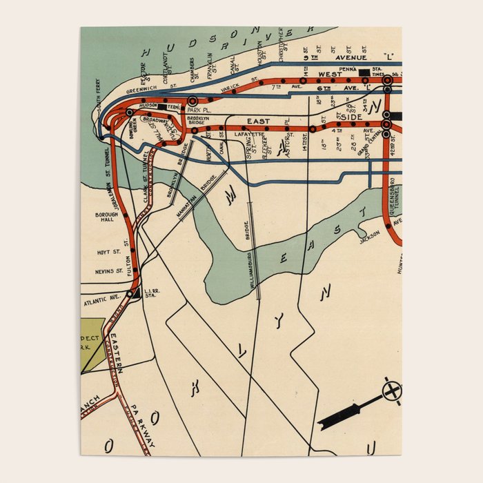 Vintage NYC Subway Map (1918) Poster Gallery Image 4