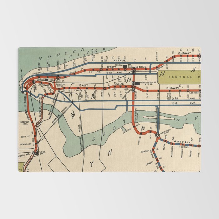 Vintage NYC Subway Map (1918) Rug Gallery Image 2