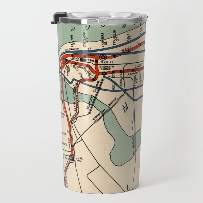 Vintage NYC Subway Map (1918) Travel Mug Gallery Image 3