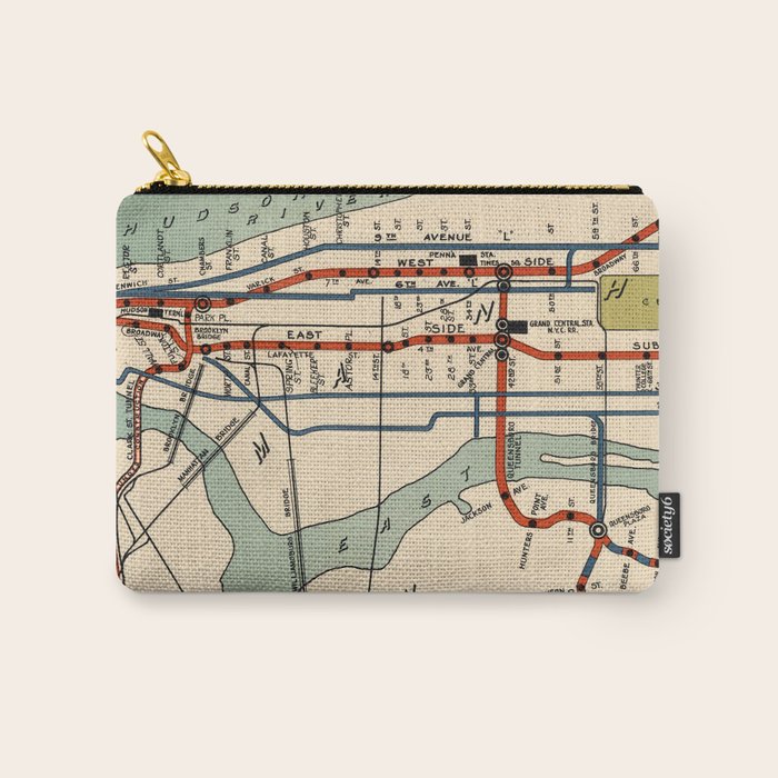 Vintage NYC Subway Map (1918) Carry All Pouch Gallery Image 1