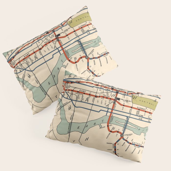 Vintage NYC Subway Map (1918) Pillow Sham Gallery Image 3