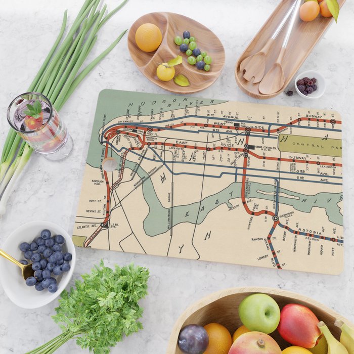 Vintage NYC Subway Map (1918) Cutting Board Gallery Image 2