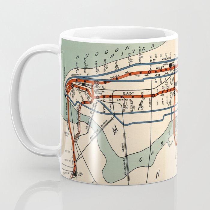 Vintage NYC Subway Map (1918) Coffee Mug Gallery Image 3