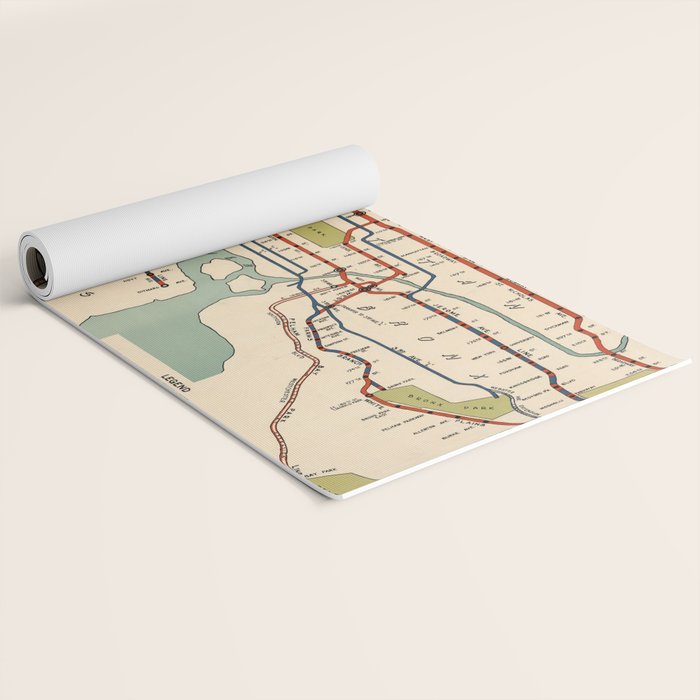 Vintage NYC Subway Map (1918) Yoga Mat Gallery Image 2