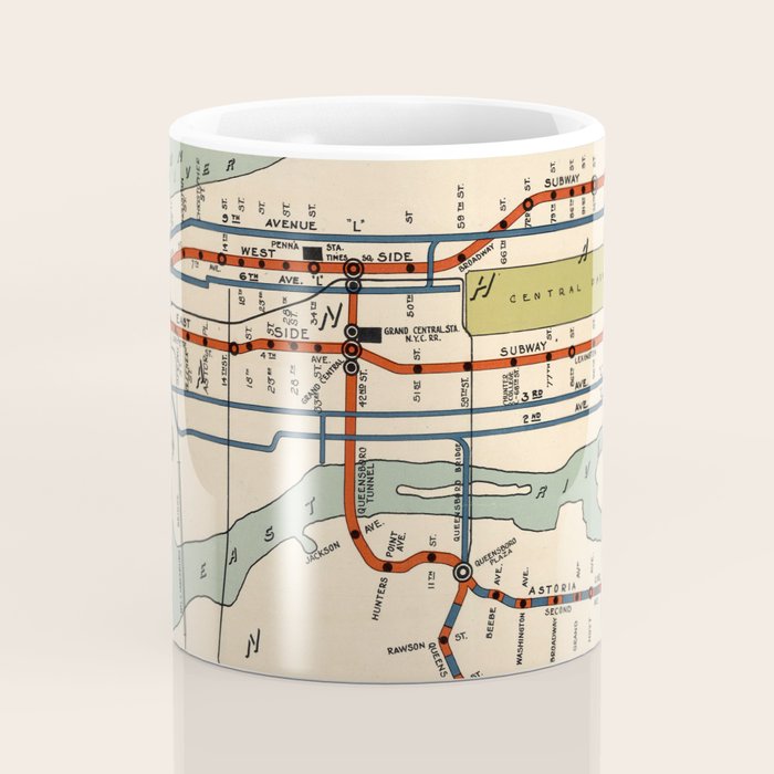 Vintage NYC Subway Map (1918) Coffee Mug Gallery Image 4