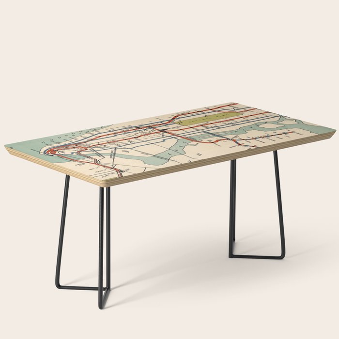 Vintage NYC Subway Map (1918) Coffee Table Gallery Image 1