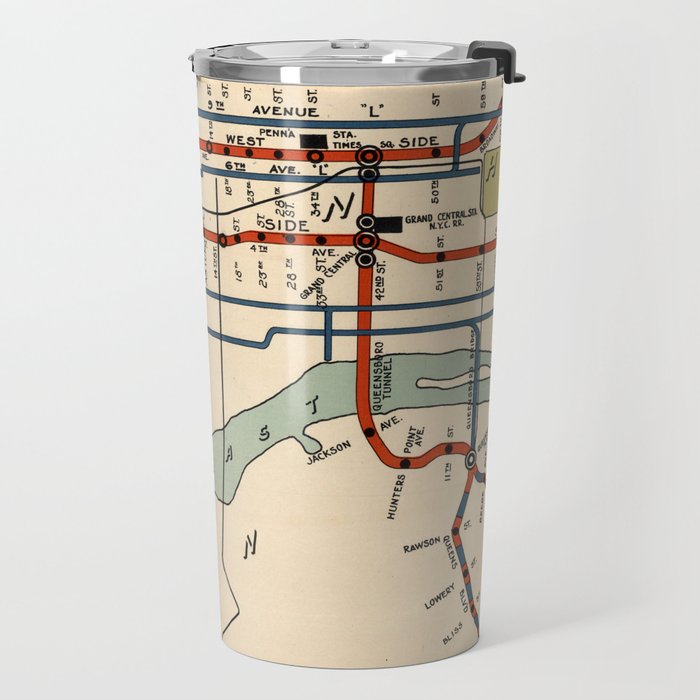 Vintage NYC Subway Map (1918) Travel Mug Gallery Image 2