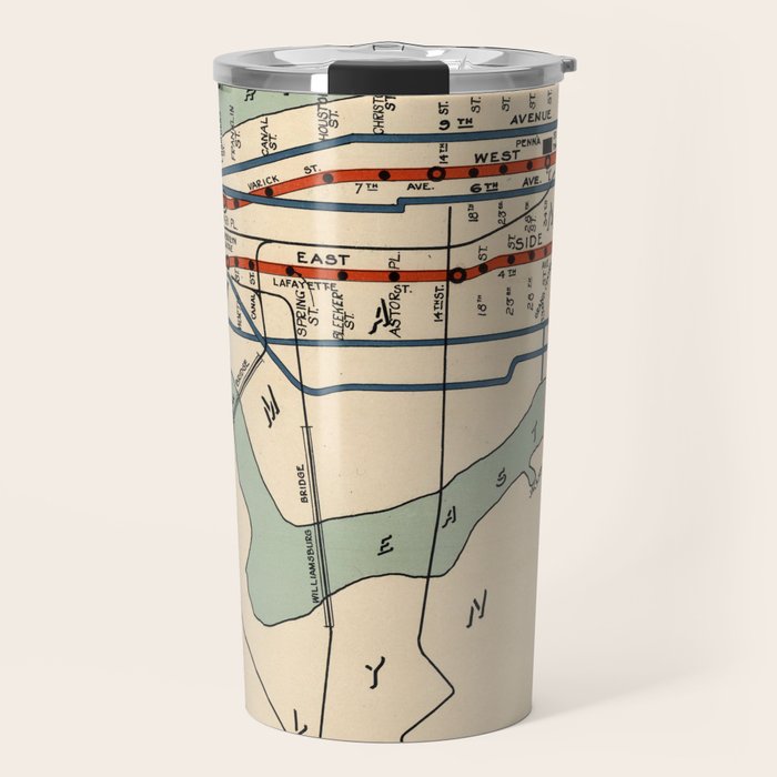 Vintage NYC Subway Map (1918) Travel Mug Gallery Image 1