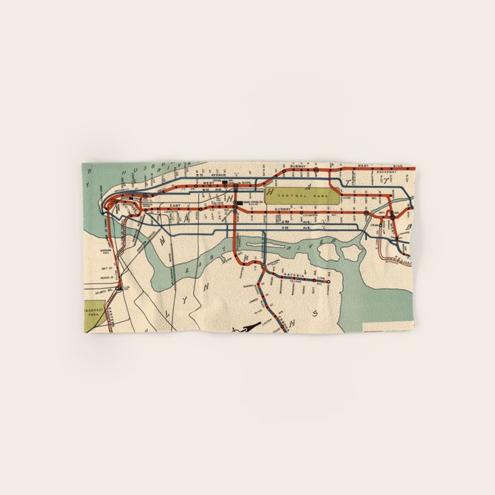 Vintage NYC Subway Map (1918) Towels Gallery Image 1