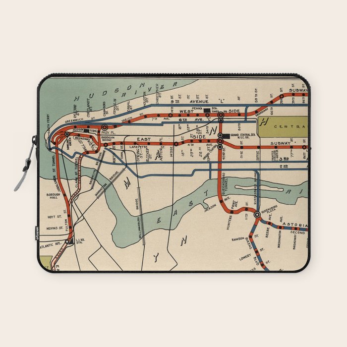 Vintage NYC Subway Map (1918) Laptop Sleeve Gallery Image 1
