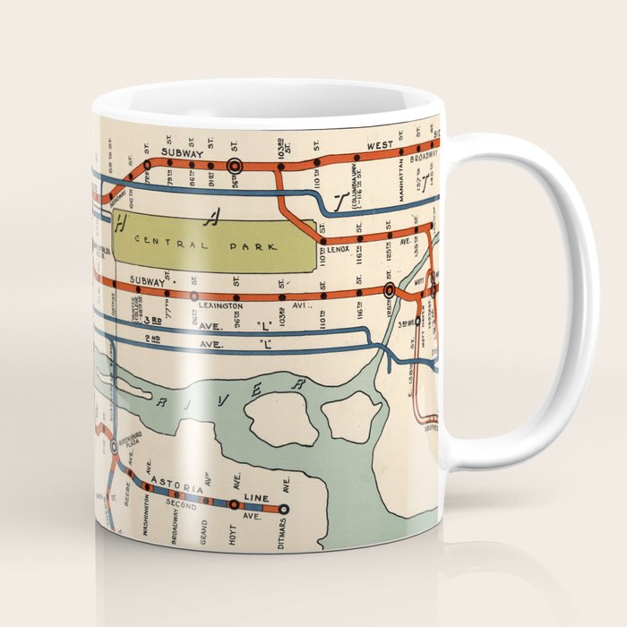 Vintage NYC Subway Map (1918) Coffee Mug Gallery Image 1