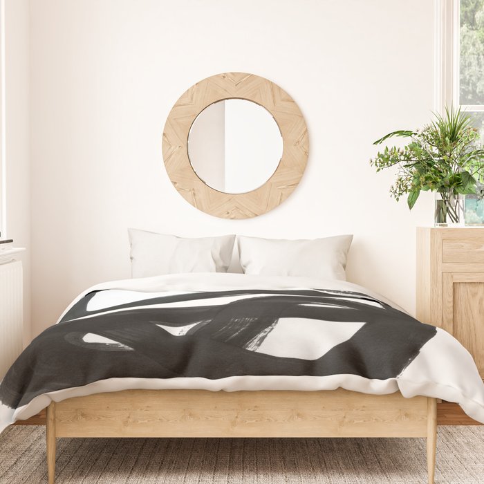 Knots Black & White Minimalist Ink Tribal Mid Century Pattern Dark Painting Pattern Duvet Cover Gallery Image 3