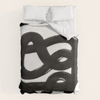 Knots Black & White Minimalist Ink Tribal Mid Century Pattern Dark Painting Pattern Duvet Cover Gallery Image 6