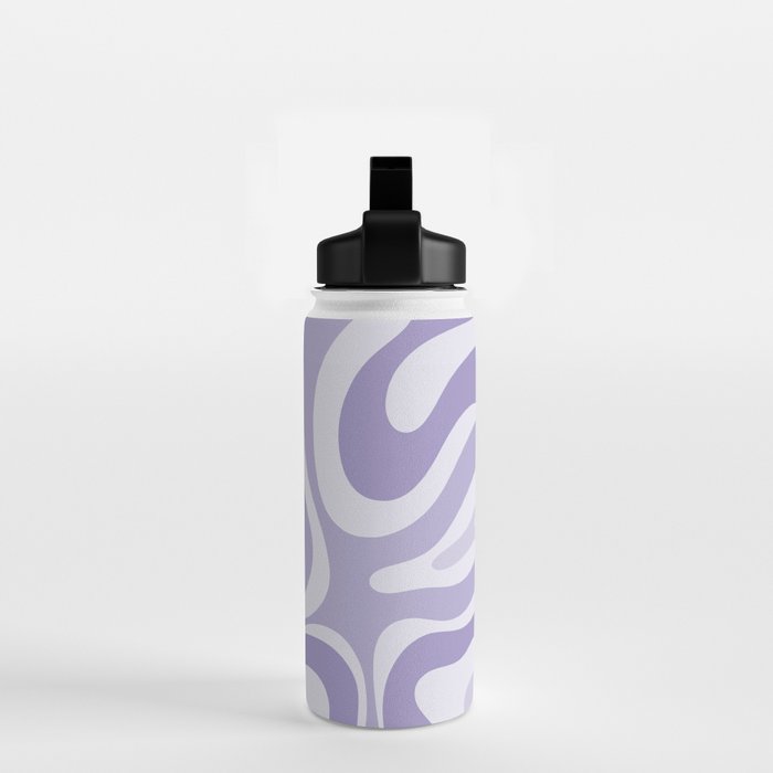 Retro Modern Liquid Swirl Abstract Pattern in Muted Lavender Light Purple Water Bottle Gallery Image 2