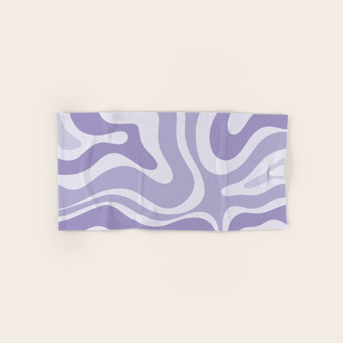 Retro Modern Liquid Swirl Abstract Pattern in Muted Lavender Light Purple Bath Towel Gallery Image 1
