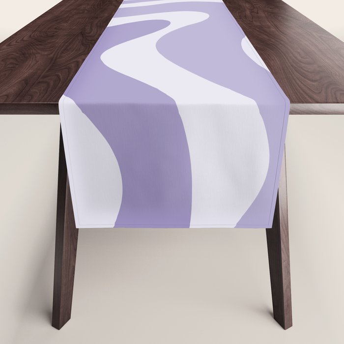Retro Modern Liquid Swirl Abstract Pattern in Muted Lavender Light Purple Table Runner