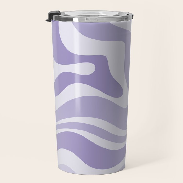 Retro Modern Liquid Swirl Abstract Pattern in Muted Lavender Light Purple Travel Mug Gallery Image 3