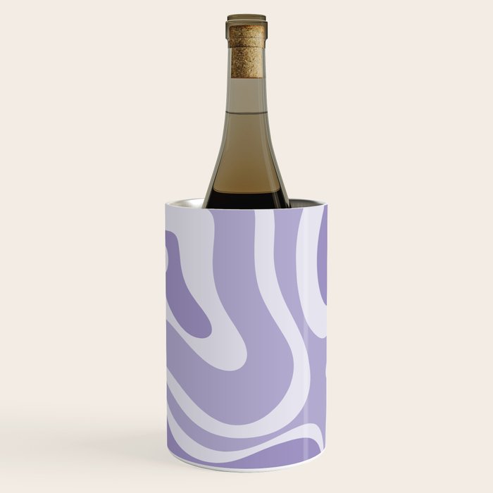 Retro Modern Liquid Swirl Abstract Pattern in Muted Lavender Light Purple Wine Chiller Gallery Image 1