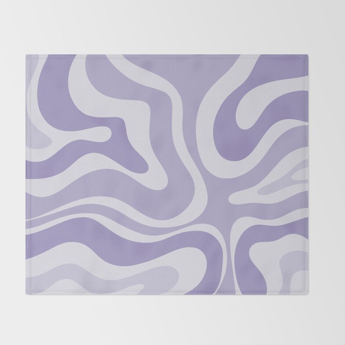 Retro Modern Liquid Swirl Abstract Pattern in Muted Lavender Light Purple Throw Blanket Gallery Image 2