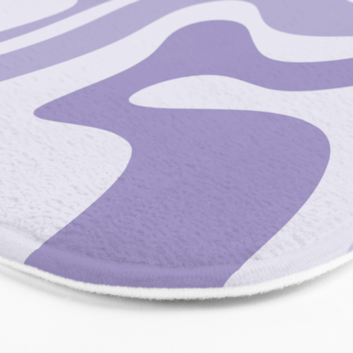 Retro Modern Liquid Swirl Abstract Pattern in Muted Lavender Light Purple Bath Mat Gallery Image 3