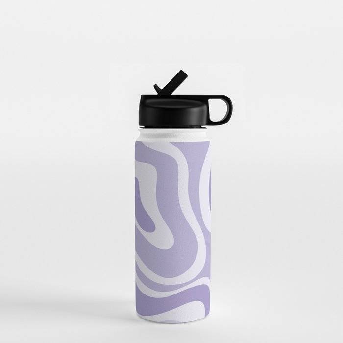 Retro Modern Liquid Swirl Abstract Pattern in Muted Lavender Light Purple Water Bottle Gallery Image 1