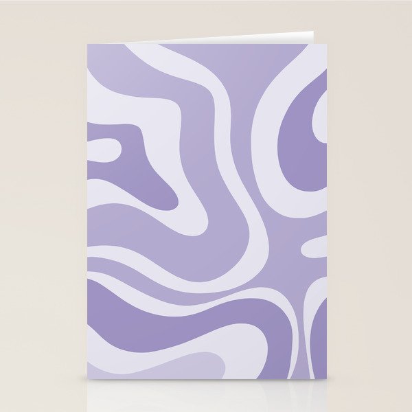 Retro Modern Liquid Swirl Abstract Pattern in Muted Lavender Light Purple Stationery Card Gallery Image 2