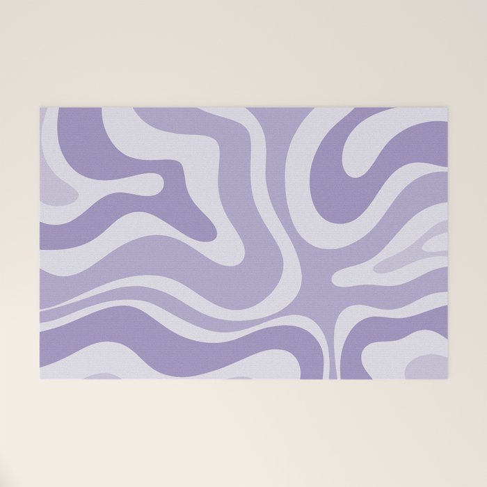 Retro Modern Liquid Swirl Abstract Pattern in Muted Lavender Light Purple Welcome Mat Gallery Image 1