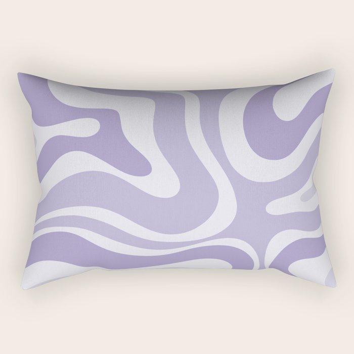 Retro Modern Liquid Swirl Abstract Pattern in Muted Lavender Light Purple Rectangular Pillow Gallery Image 1