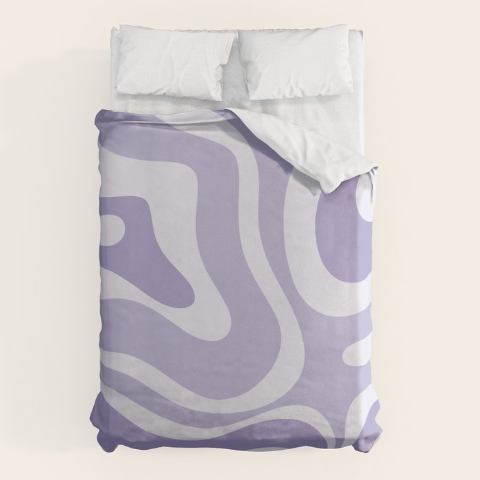 Retro Modern Liquid Swirl Abstract Pattern in Muted Lavender Light Purple Duvet Cover Gallery Image 6