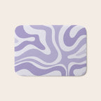 Retro Modern Liquid Swirl Abstract Pattern in Muted Lavender Light Purple Bath Mat Gallery Image 1