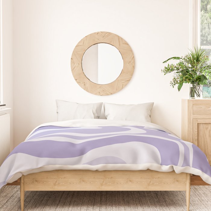 Retro Modern Liquid Swirl Abstract Pattern in Muted Lavender Light Purple Duvet Cover Gallery Image 3