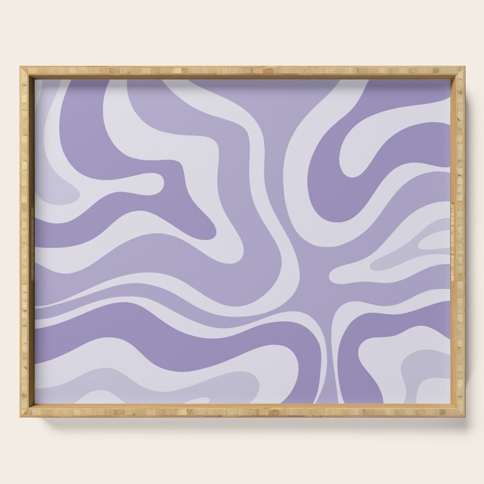 Retro Modern Liquid Swirl Abstract Pattern in Muted Lavender Light Purple Serving Tray Gallery Image 1