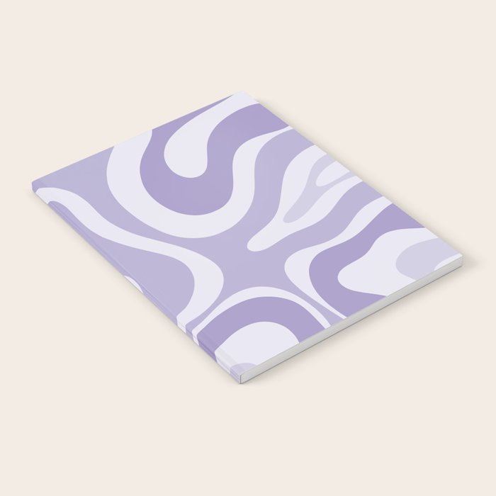 Retro Modern Liquid Swirl Abstract Pattern in Muted Lavender Light Purple Notebook Gallery Image 2