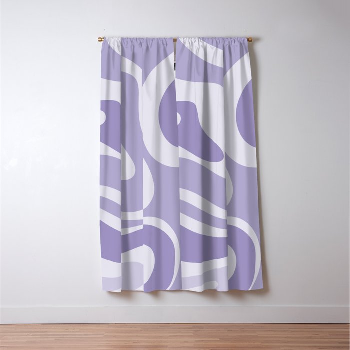 Retro Modern Liquid Swirl Abstract Pattern in Muted Lavender Light Purple Window Curtain Gallery Image 3