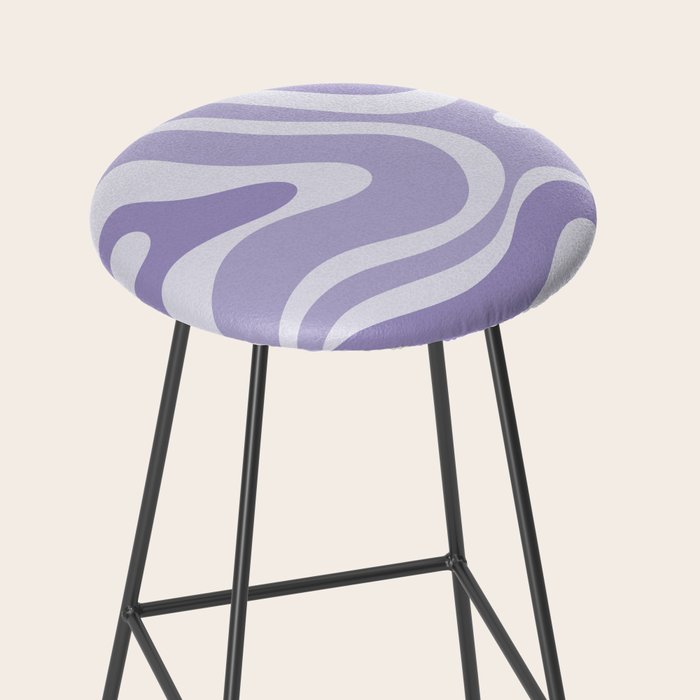 Retro Modern Liquid Swirl Abstract Pattern in Muted Lavender Light Purple Stool Gallery Image 2