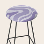 Retro Modern Liquid Swirl Abstract Pattern in Muted Lavender Light Purple Stool Gallery Image 2