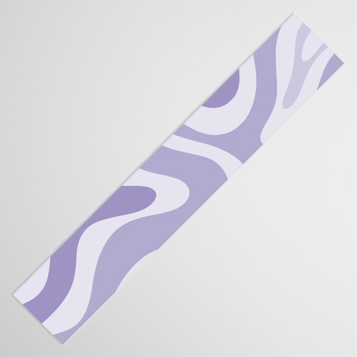 Retro Modern Liquid Swirl Abstract Pattern in Muted Lavender Light Purple Table Runner Gallery Image 3