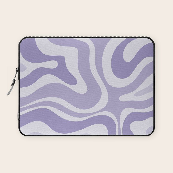 Retro Modern Liquid Swirl Abstract Pattern in Muted Lavender Light Purple Laptop Sleeve Gallery Image 1