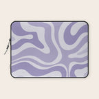 Retro Modern Liquid Swirl Abstract Pattern in Muted Lavender Light Purple Laptop Sleeve Gallery Image 1