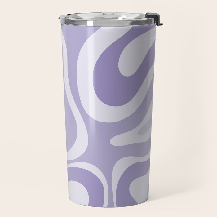 Retro Modern Liquid Swirl Abstract Pattern in Muted Lavender Light Purple Travel Mug Gallery Image 2
