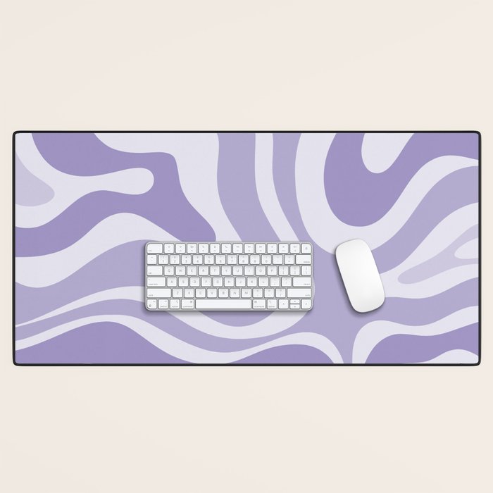 Retro Modern Liquid Swirl Abstract Pattern in Muted Lavender Light Purple Desk Mat Gallery Image 1