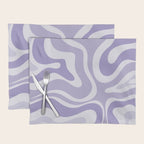 Retro Modern Liquid Swirl Abstract Pattern in Muted Lavender Light Purple Placemat Gallery Image 1