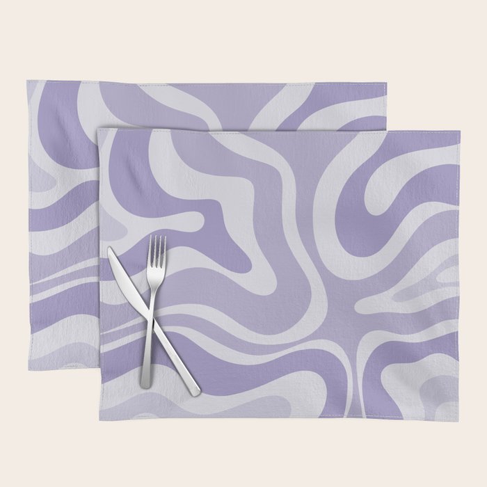 Retro Modern Liquid Swirl Abstract Pattern in Muted Lavender Light Purple Placemat Gallery Image 1