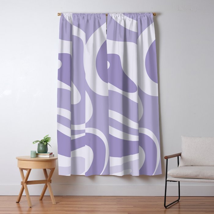 Retro Modern Liquid Swirl Abstract Pattern in Muted Lavender Light Purple Window Curtain Gallery Image 1