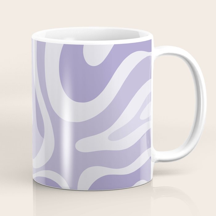 Retro Modern Liquid Swirl Abstract Pattern in Muted Lavender Light Purple Coffee Mug Gallery Image 1