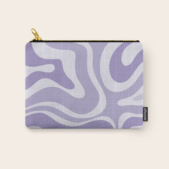 Retro Modern Liquid Swirl Abstract Pattern in Muted Lavender Light Purple Carry All Pouch Gallery Image 1
