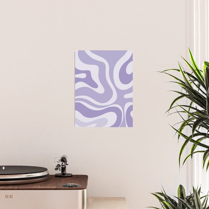 Retro Modern Liquid Swirl Abstract Pattern in Muted Lavender Light Purple Poster Gallery Image 2