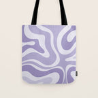 Retro Modern Liquid Swirl Abstract Pattern in Muted Lavender Light Purple Tote Bag Gallery Image 1