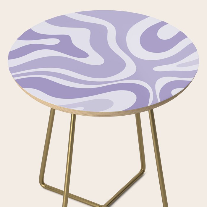 Retro Modern Liquid Swirl Abstract Pattern in Muted Lavender Light Purple Side Table Gallery Image 2