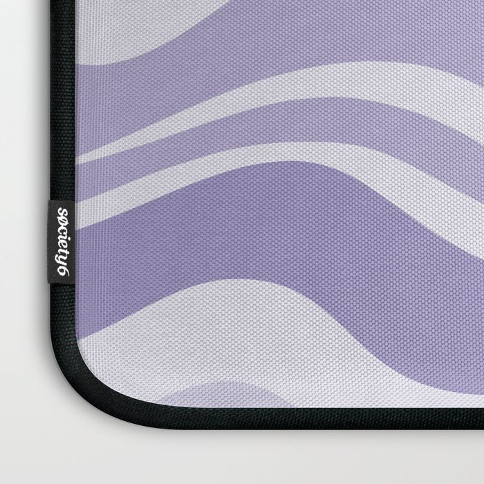 Retro Modern Liquid Swirl Abstract Pattern in Muted Lavender Light Purple Laptop Sleeve Gallery Image 3
